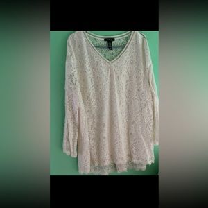 Style and Co Pink Blouse Floral Design Lace NEW